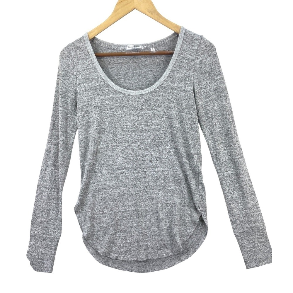 Abercrombie & Fitch Top Women's Small Gray Scoop Neck Long Sleeve Casual